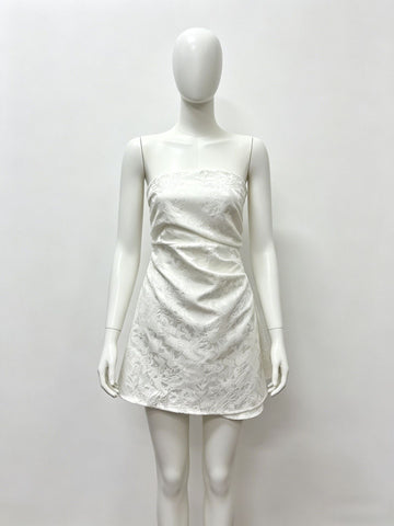 Strapless Floral Jacquard Mini Dress