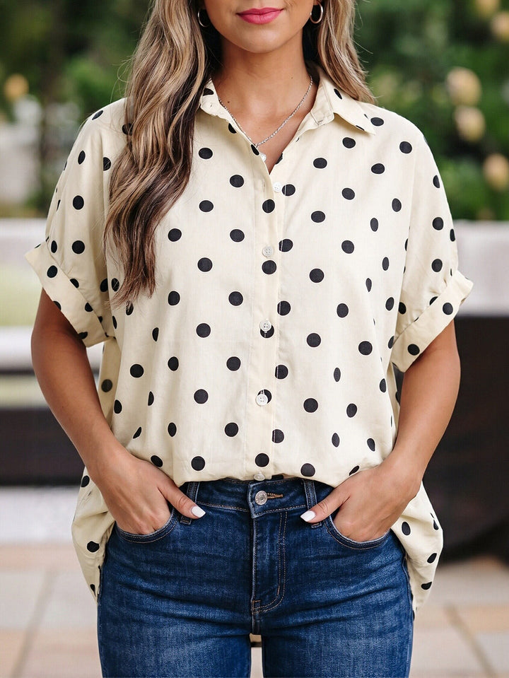 Oversized Polka Dot Button Up Shirt