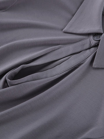 Padded Shoulder Cowl Neck Top