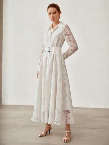 Elegant Floral Sheer Midi Dress