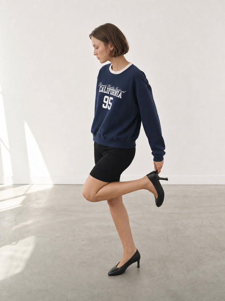 Oversized Graphic California Print Crewneck Sweatshirt