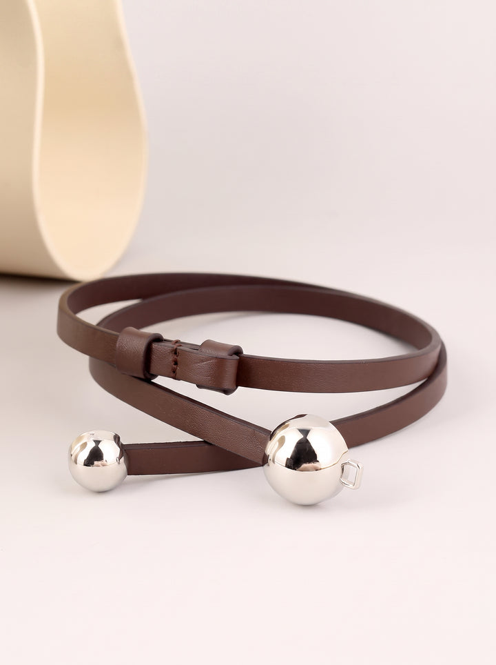Minimalist Slim Metal Ball Waist Belt