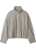 Oversized Gingham Stand Collar Casual Jacket