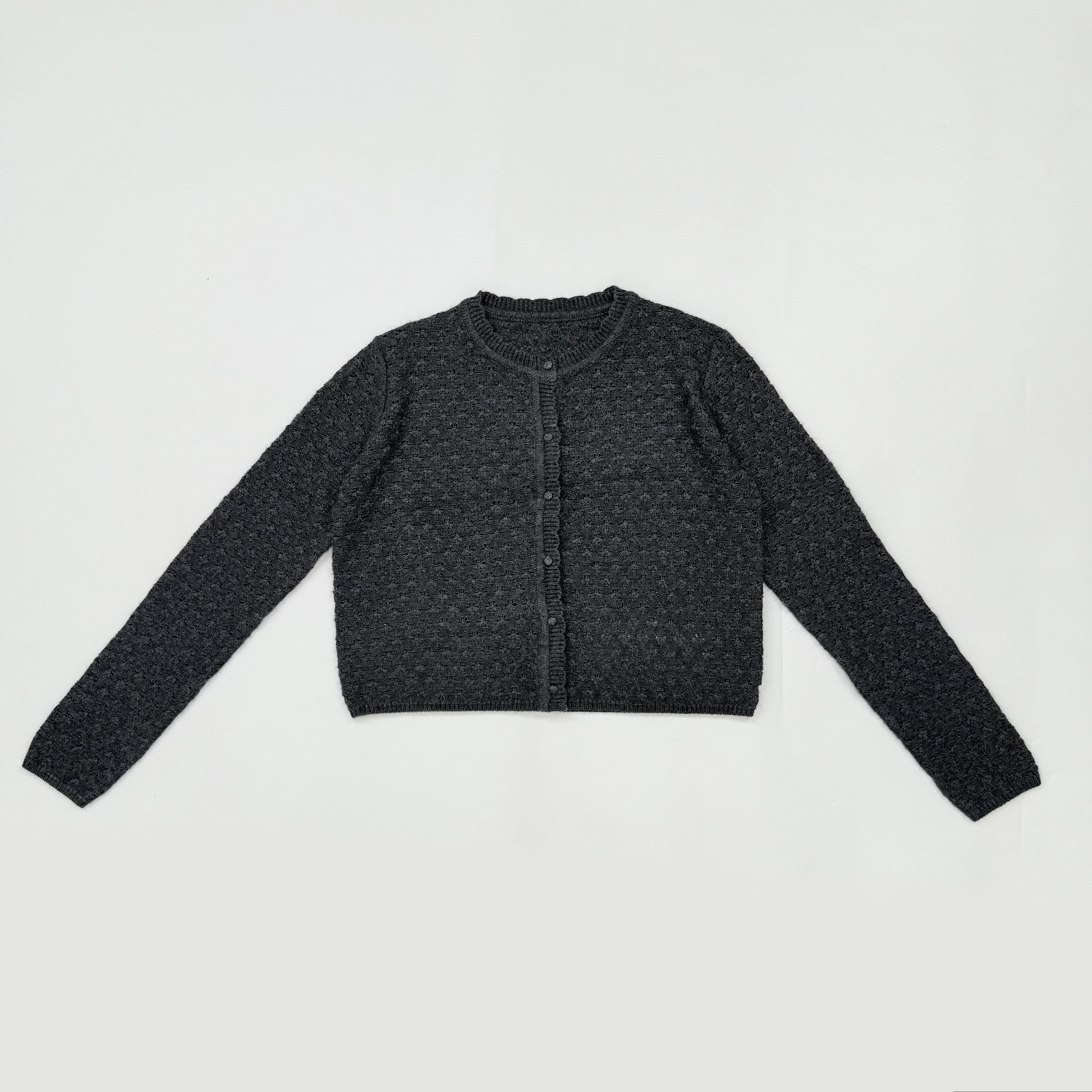 Textured Cropped Button Front Cardigan