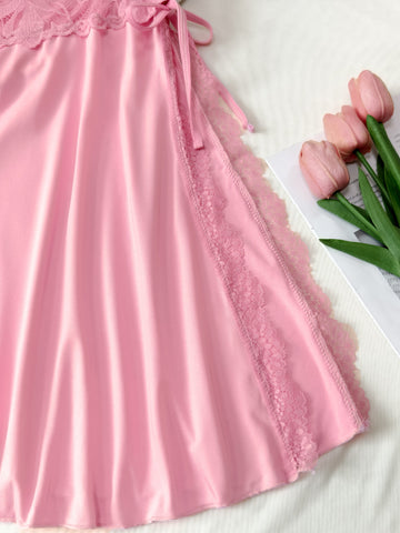 Lace Trimmed Side Slit Nightdress