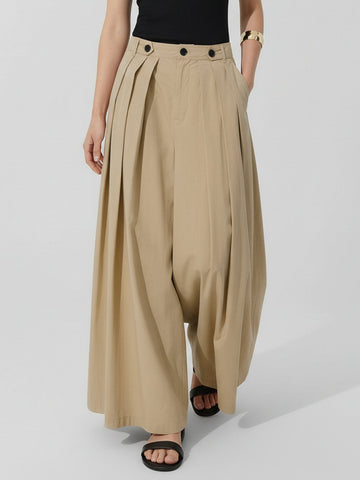 Wide Leg Pleated Trousers