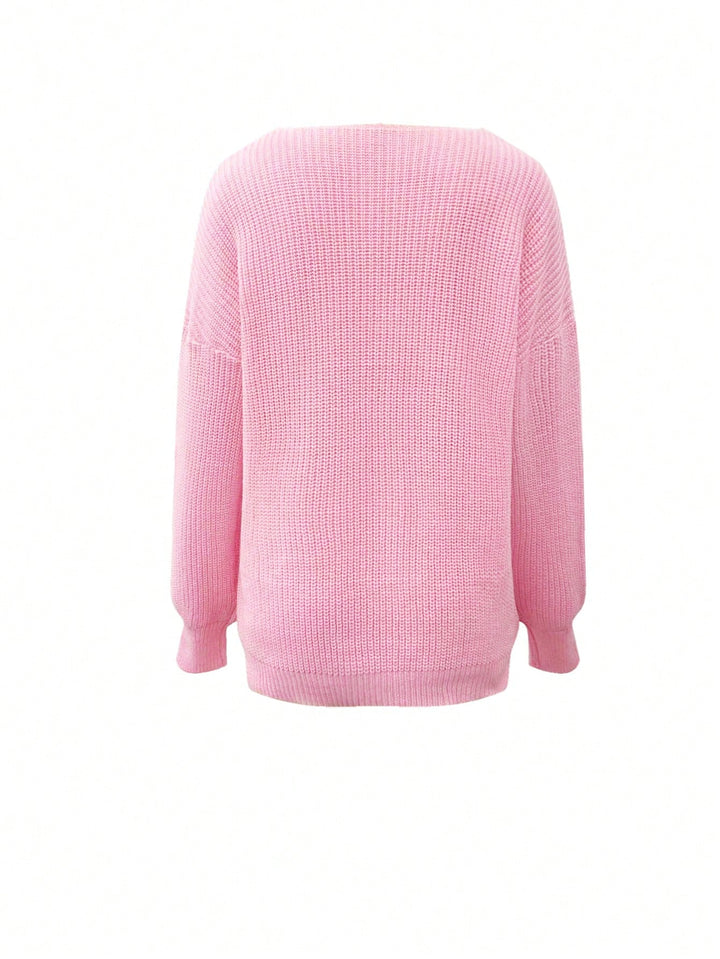 Lace Up V Neck Sweater