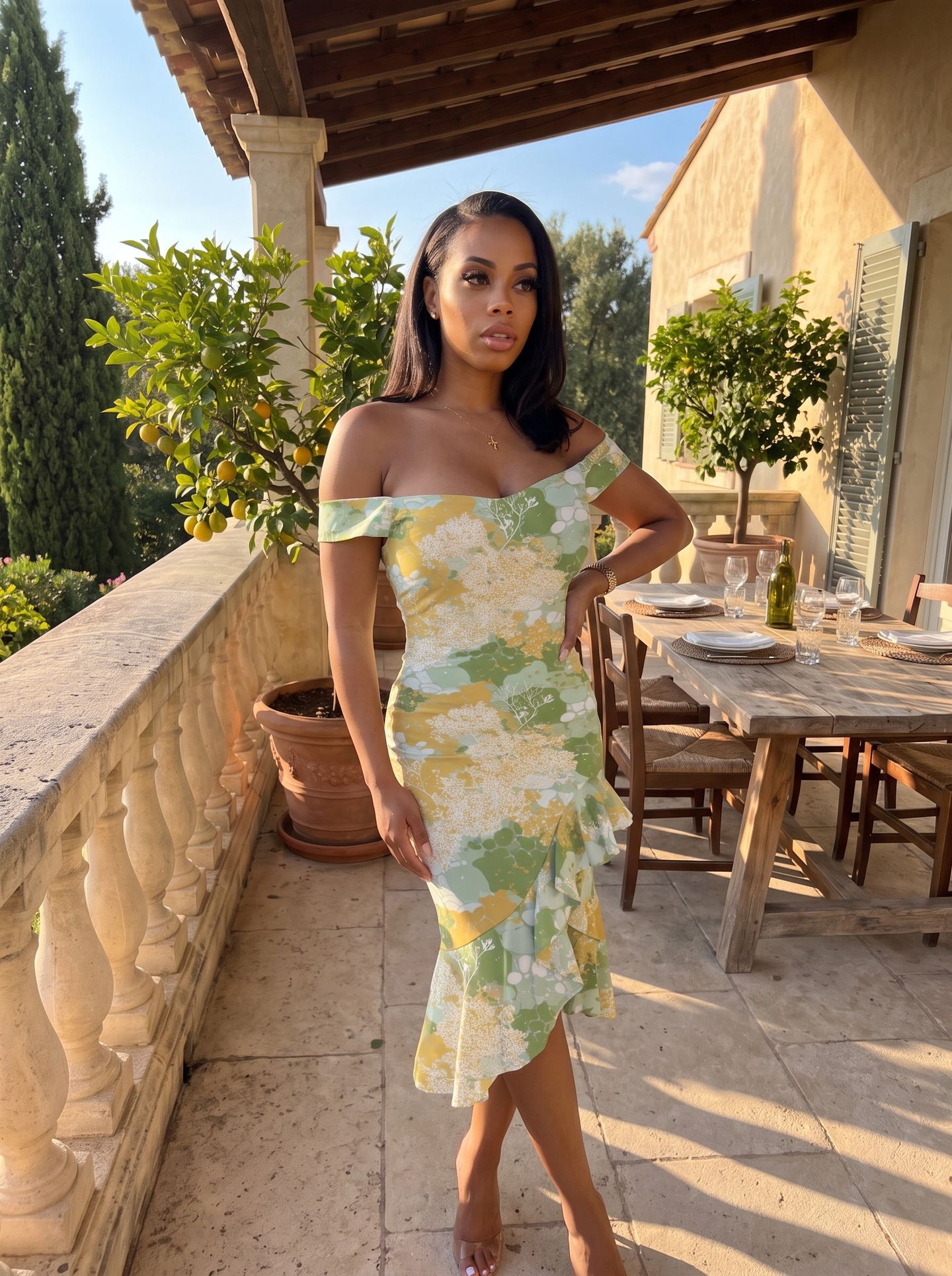 piecesofmilan's Green Floral Print Mini Dress