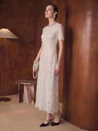Elegant Beaded Lace Midi Dress