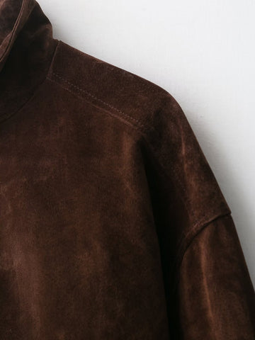Brown Suede Utility Cropped Jacket