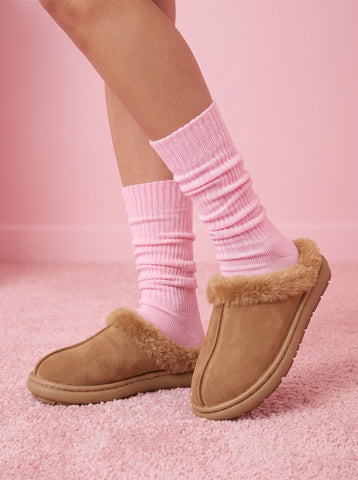 Plush Cushioned Faux Suede Slippers