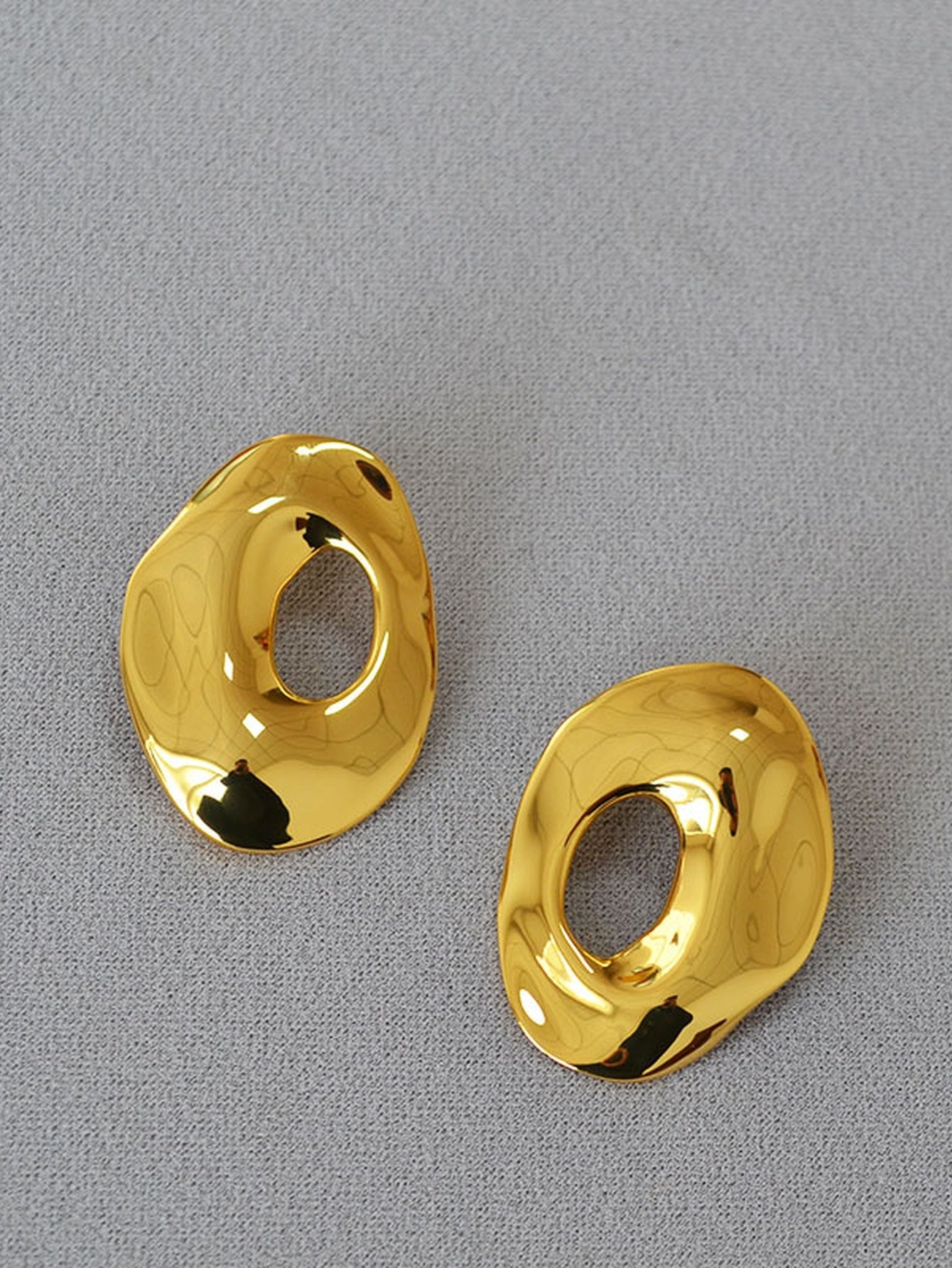 Minimalist Gold Organic Shape Stud Earrings