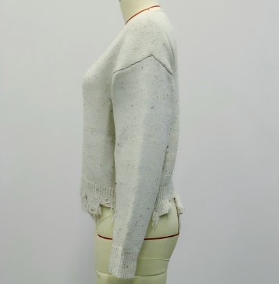 Distressed Speckled V Neck Sweater