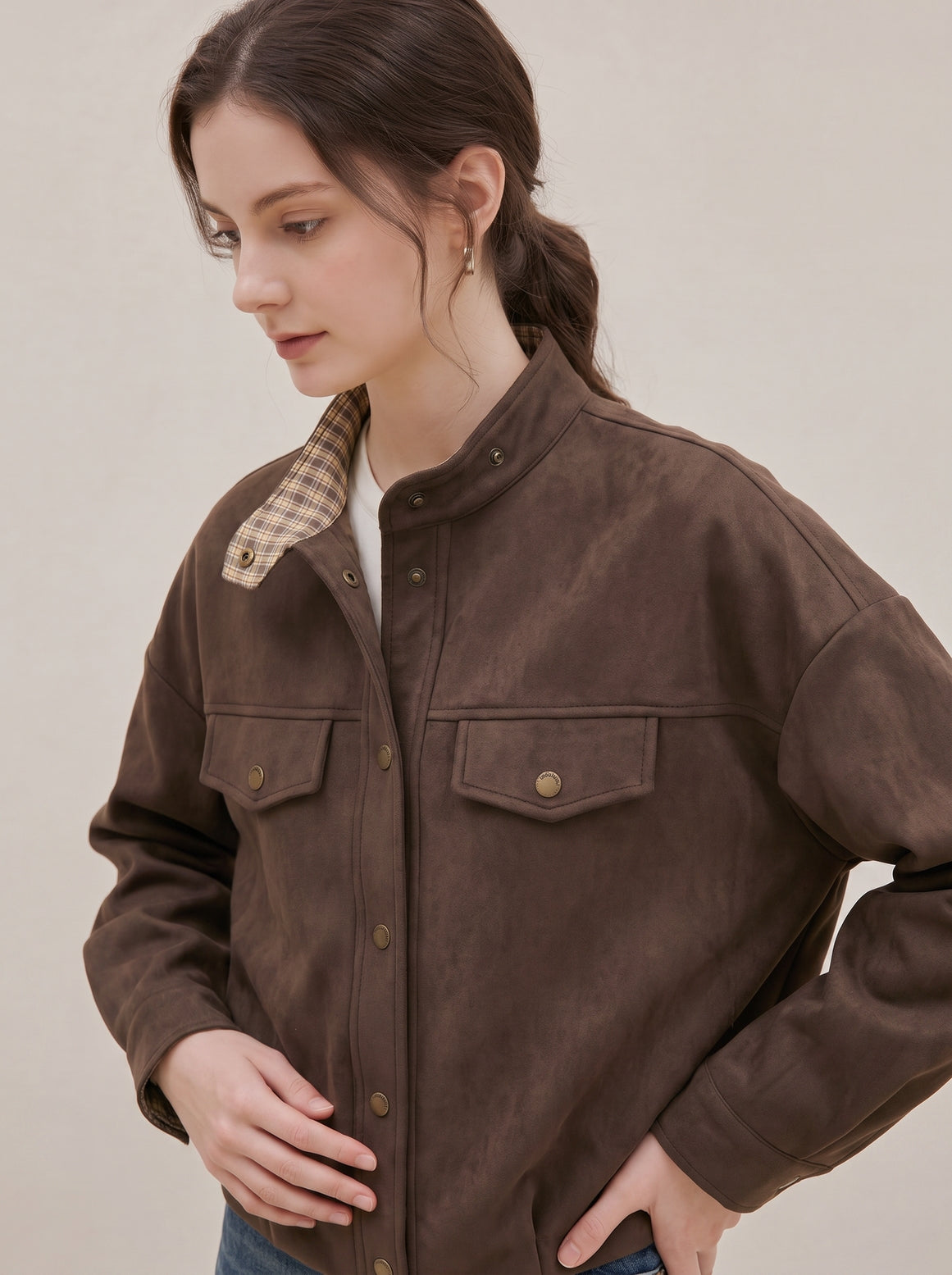 Casual Soft Suede Snap Jacket