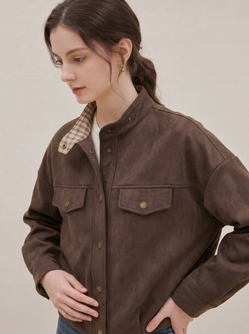 Casual Soft Suede Snap Jacket