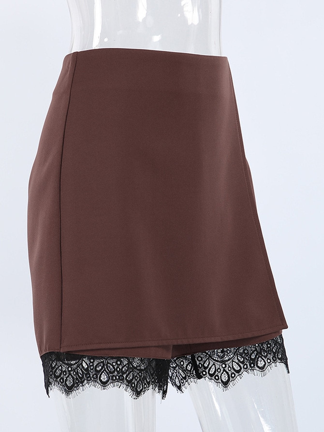 High Waisted Lace Trim Skort