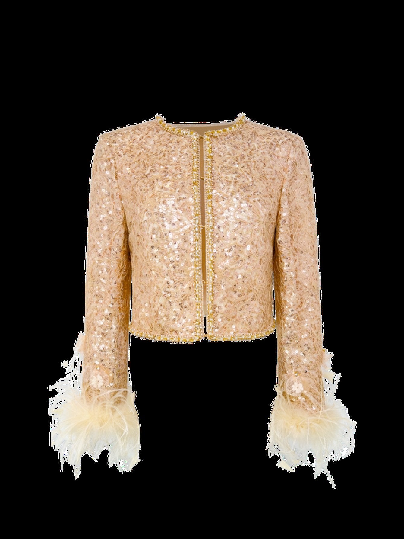 Glamorous Feather Trim Sequin Jacket
