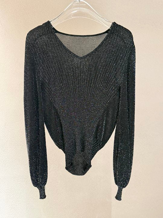 Shimmer V Neck Button Cardigan