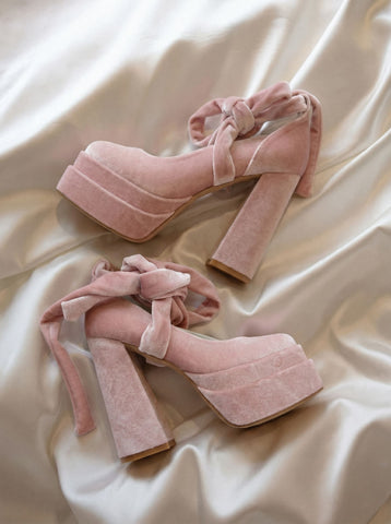 Plush Velvet Lace-Up Evening Heels