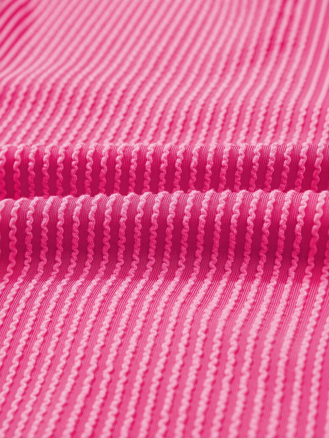Ribbed Oversized Pink Crewneck T-Shirt