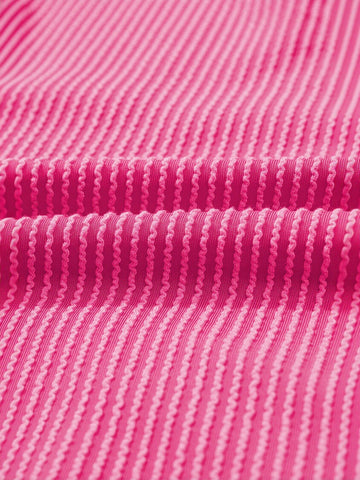 Ribbed Oversized Pink Crewneck T-Shirt