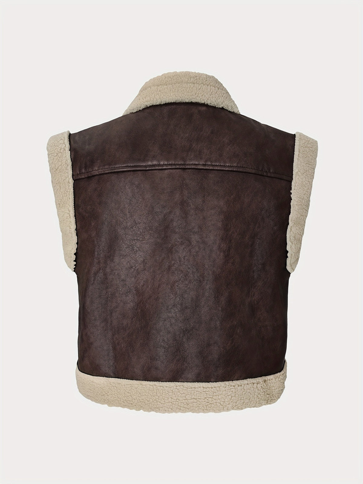 Faux Leather Sherpa Trim Vest