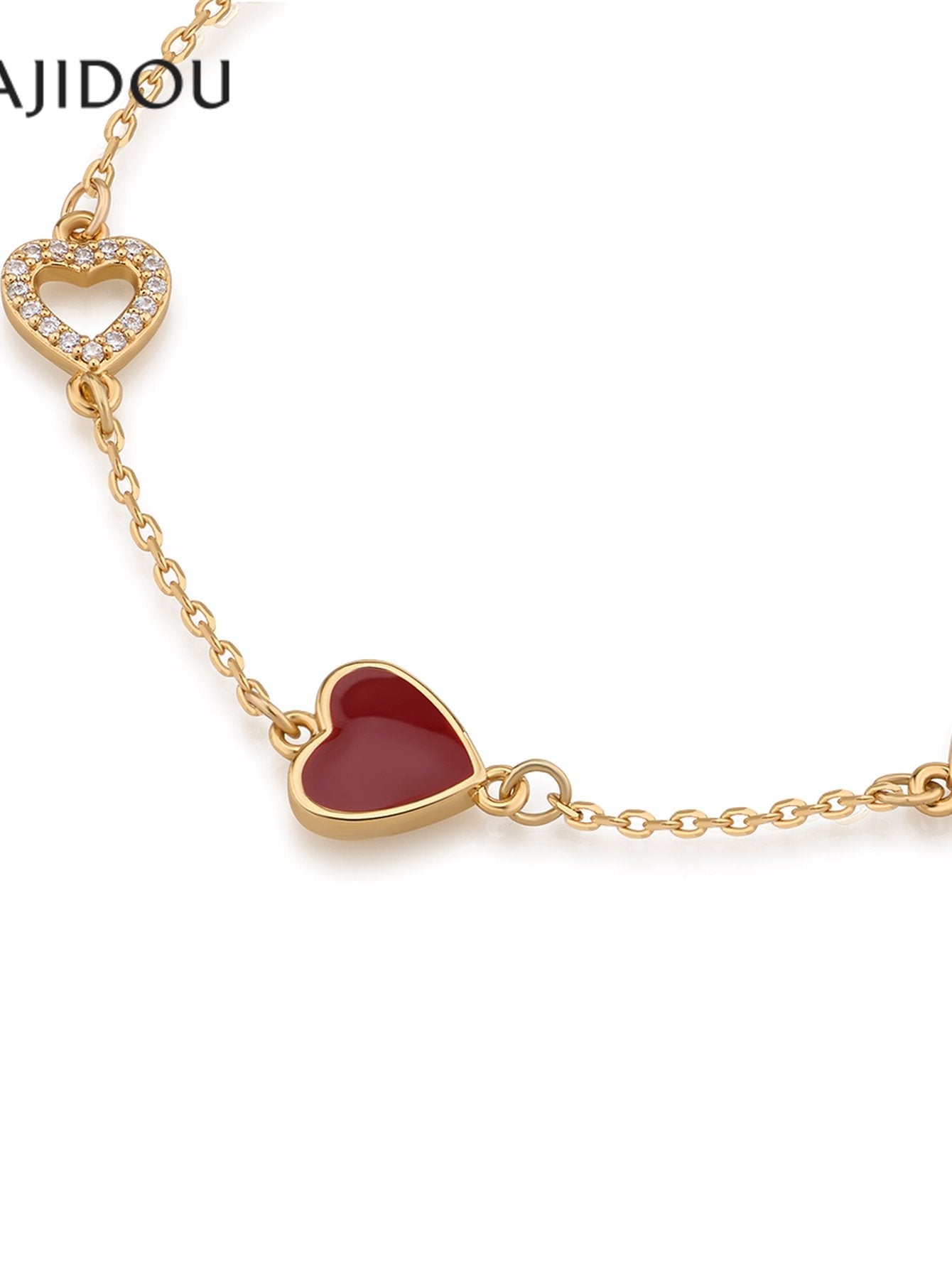 Dainty Red Heart Charm Bracelet