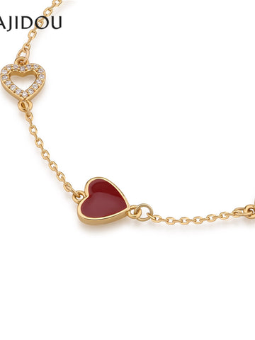 Dainty Red Heart Charm Bracelet