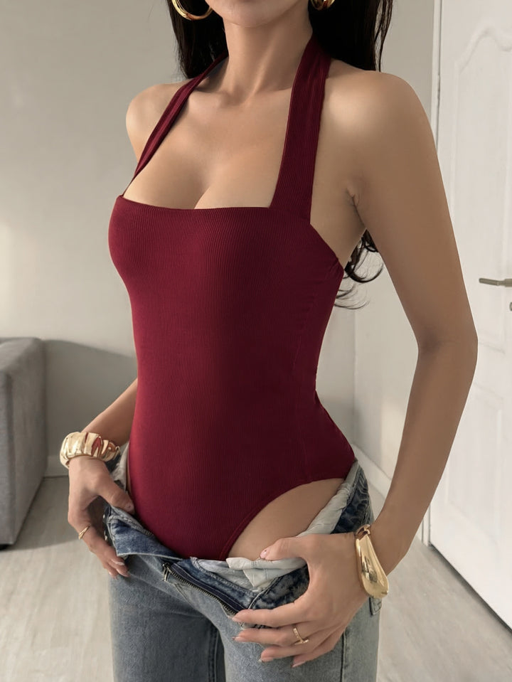Seamless Ribbed Halter Bodysuit