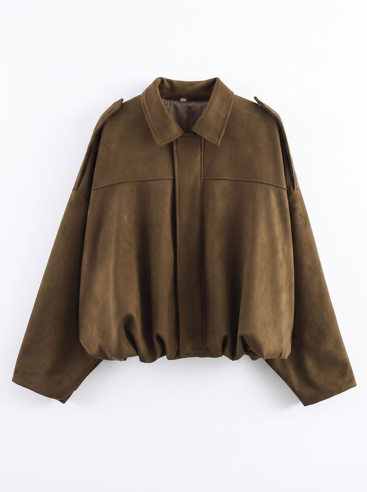 Oversized Faux Leather Bubble Hem Jacket