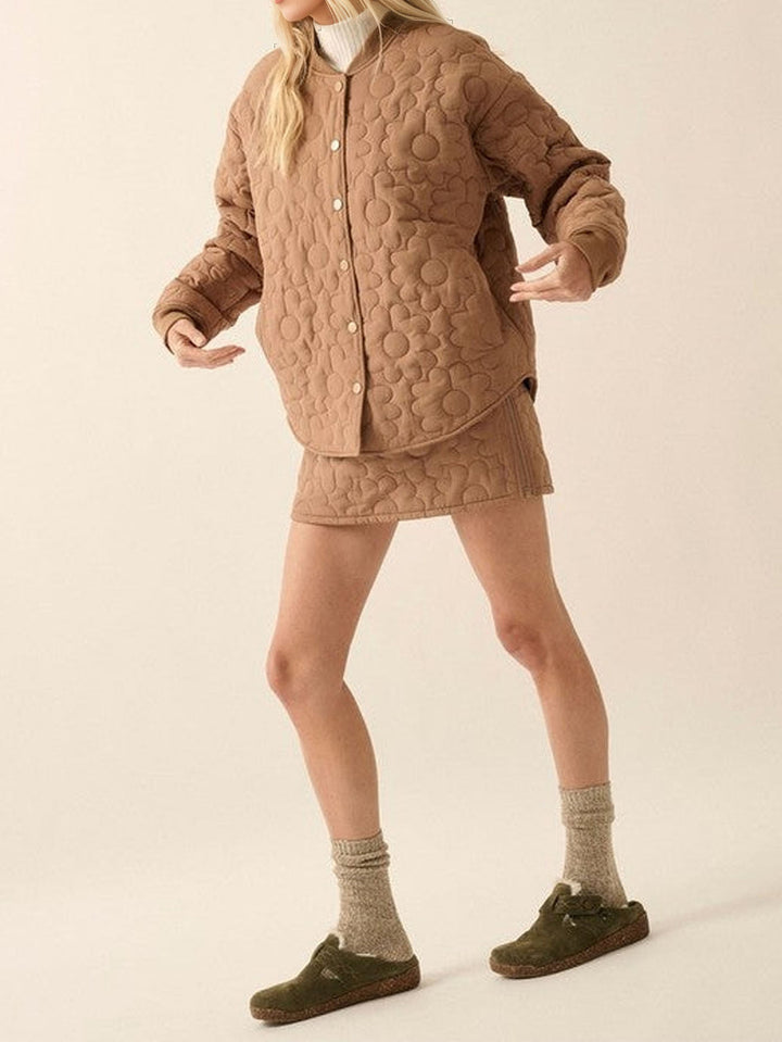 Floral Quilted Lightweight Snap Jacket