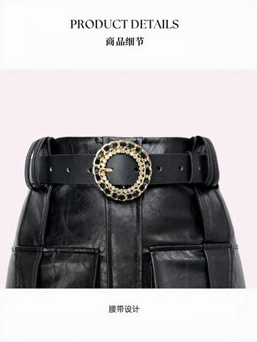 High Waisted Faux Leather Mini Skirt