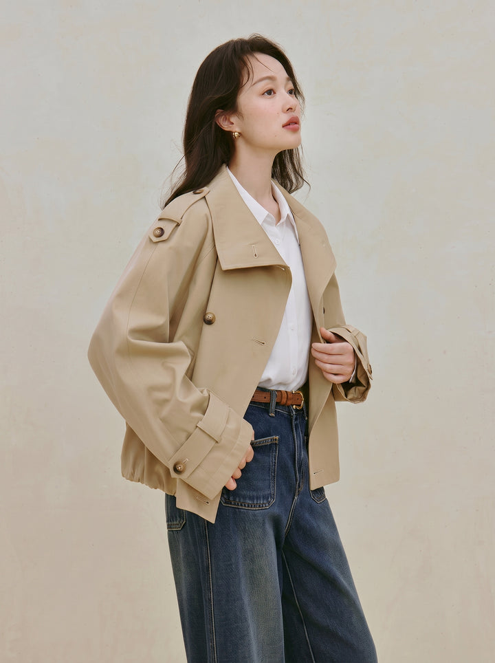 Double Breasted Stand Collar Cotton Jacket