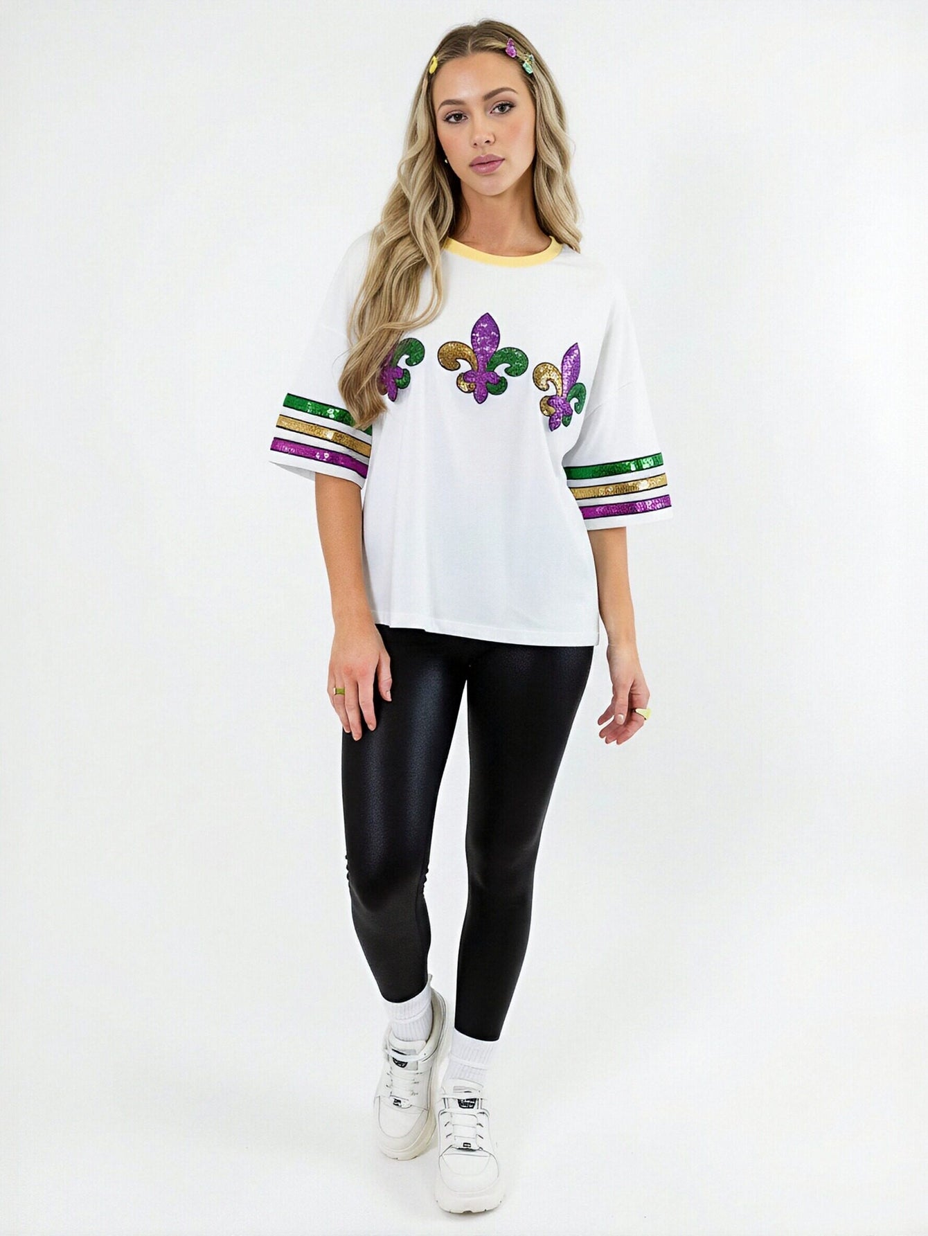 Glitter Embroidered Short Sleeve T-Shirt