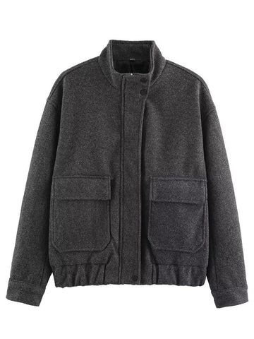 Cozy Fleece Stand Collar Utility Jacket