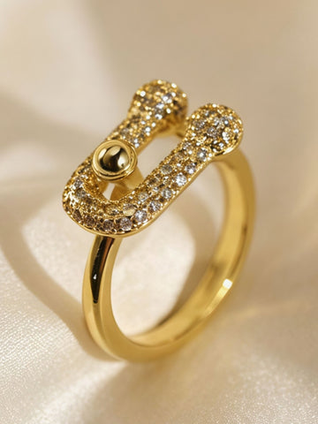 Dainty Pave Gold Chain Link Ring