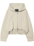 Cropped Ruched Hem Zip Up Jacket