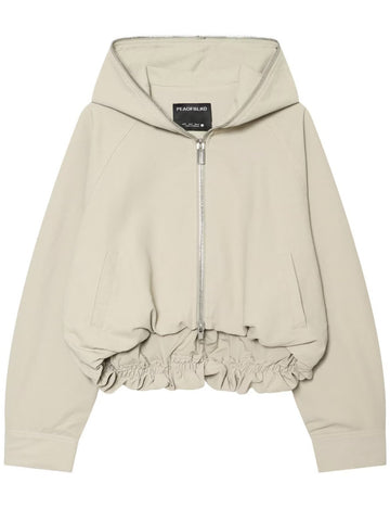 Cropped Ruched Hem Zip Up Jacket