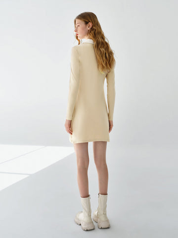 Urban Revivo Standard Sleeve Polo Skater Dresses-Light Khaki