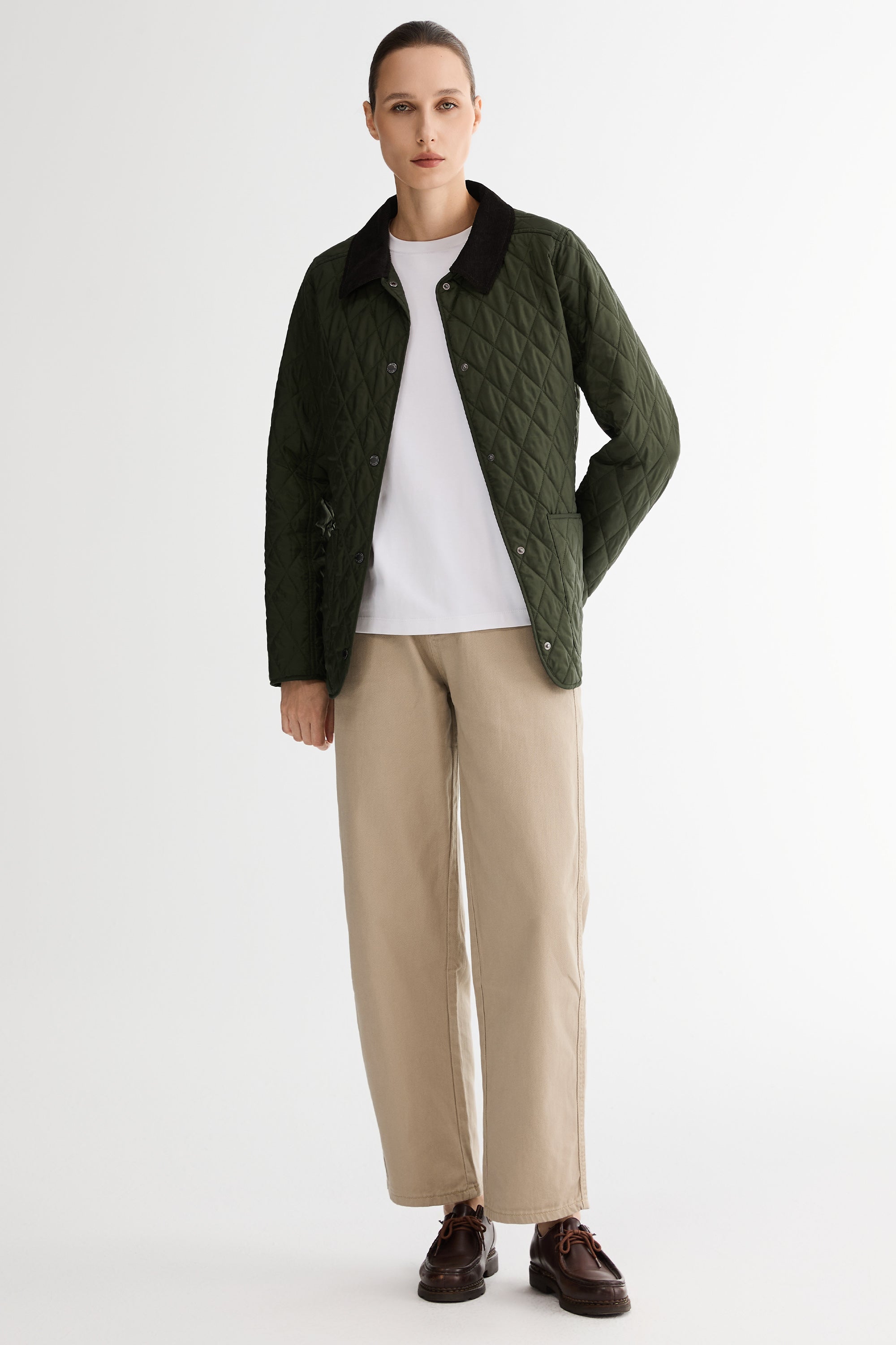 Classic Quilted Corduroy Collar Jacket