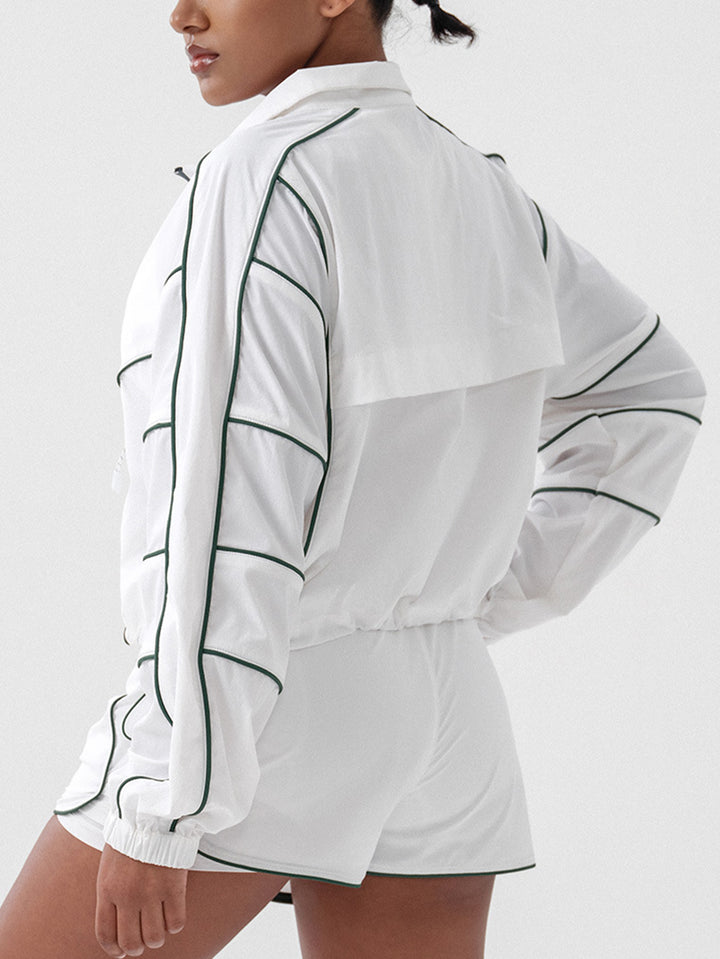 Lightweight Contrast Trim Athletic Jacket