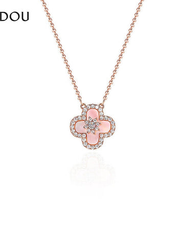 Dainty Floral Shell Clover Necklace