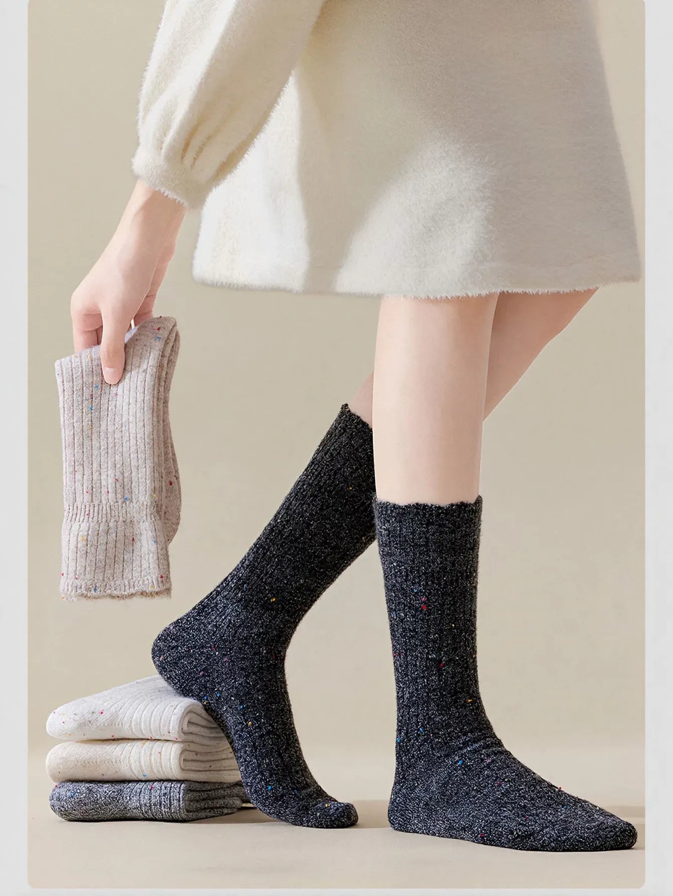 Cozy Soft Ribbed Confetti Socks