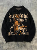 Oversized Graphic Polo Knit Sweater