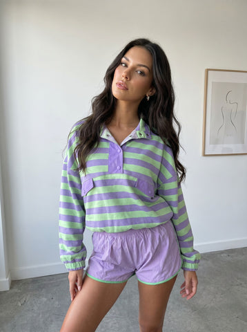 Oversized Striped Polo Shorts Set