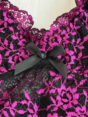 Lace Trim Satin Pajama Set