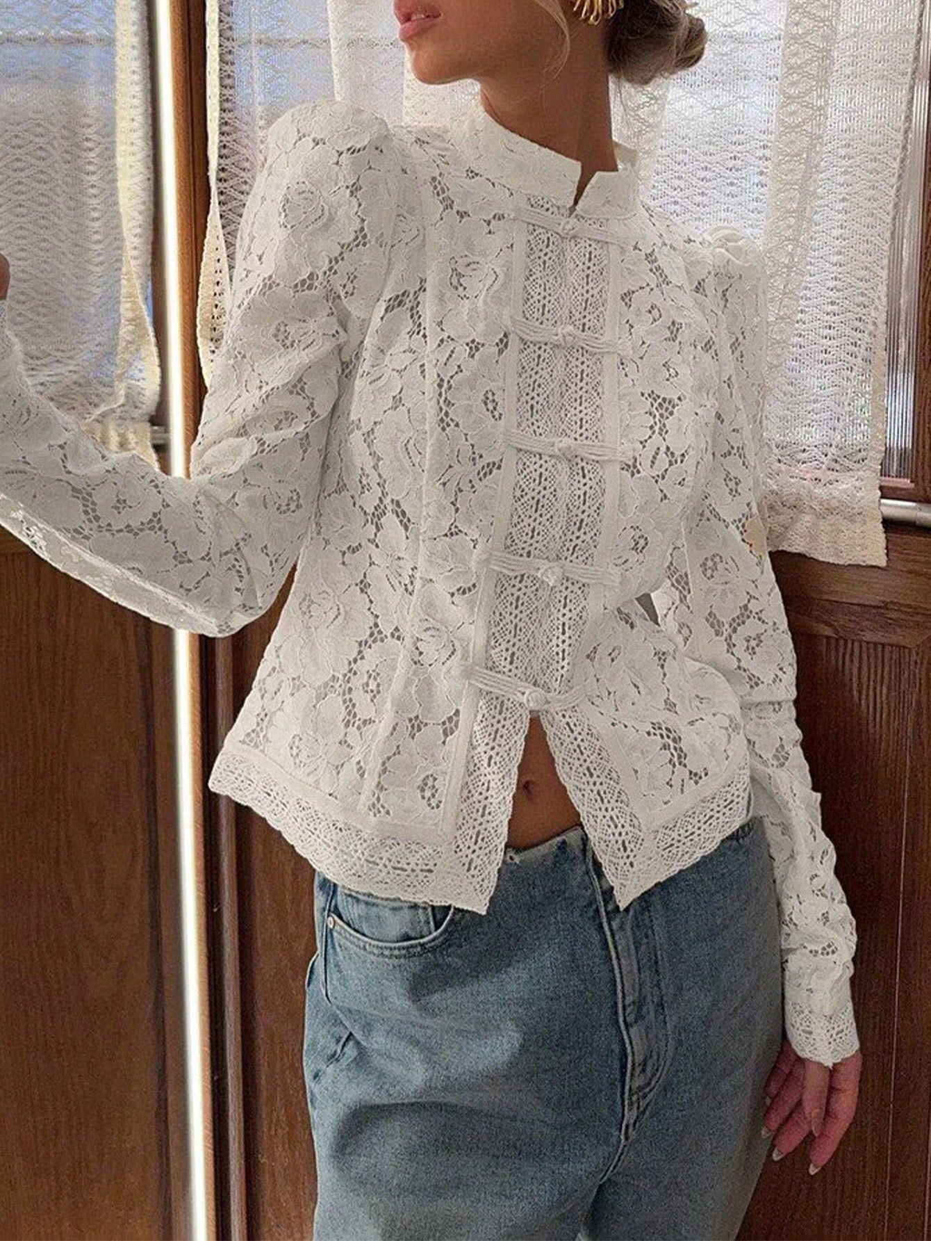 Elegant Floral Lace Blazer Jacket
