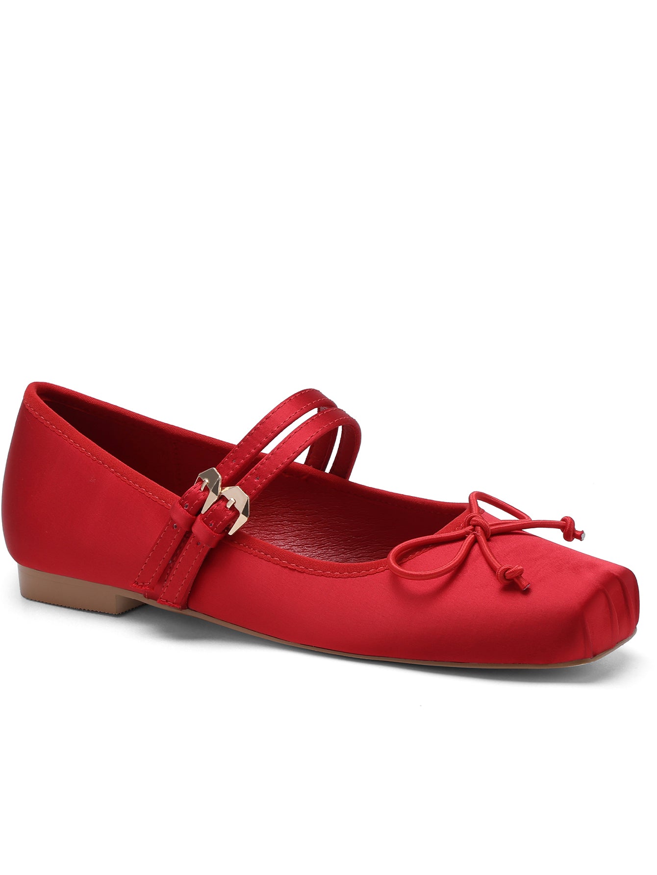 Red Satin Bow Mary Jane Flats