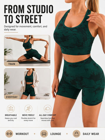 Seamless Sculpting Camo Workout Short Set