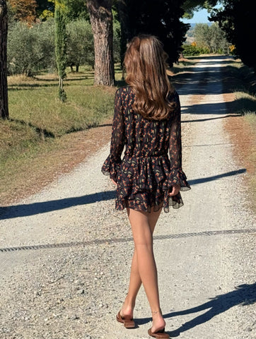 Floral Print Ruffled Chiffon Mini Dress